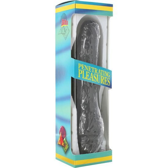 VINIL P-SHAPE VIBRATOR BLACK PENE 20 CM.