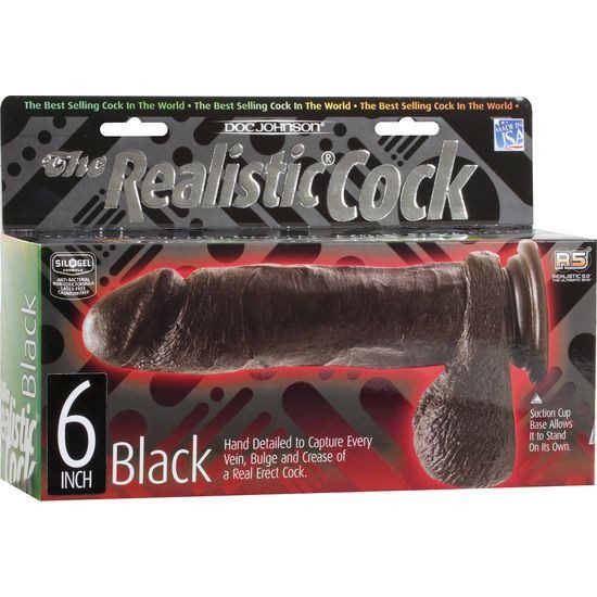 REALISTIC COCK PENE REALISTICO 15 CM NEGRO