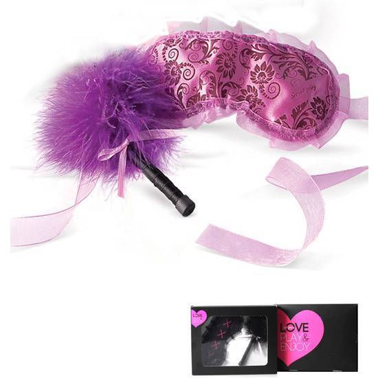 KIT CARICIAS PLUMERO Y VENDA SATEN MORADO