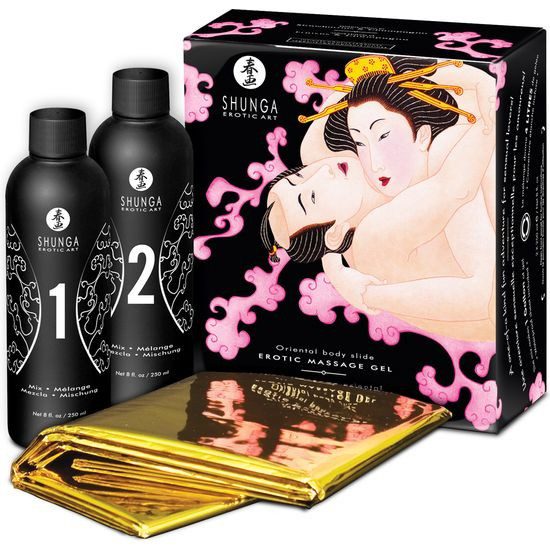 SHUNGA GEL DE MASAJE EROTICO CUERPO A CUERPO ORIENTAL FRESAS CON CAVA