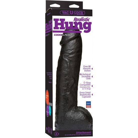 REALISTIC HUNG PENE 30 CM NEGRO