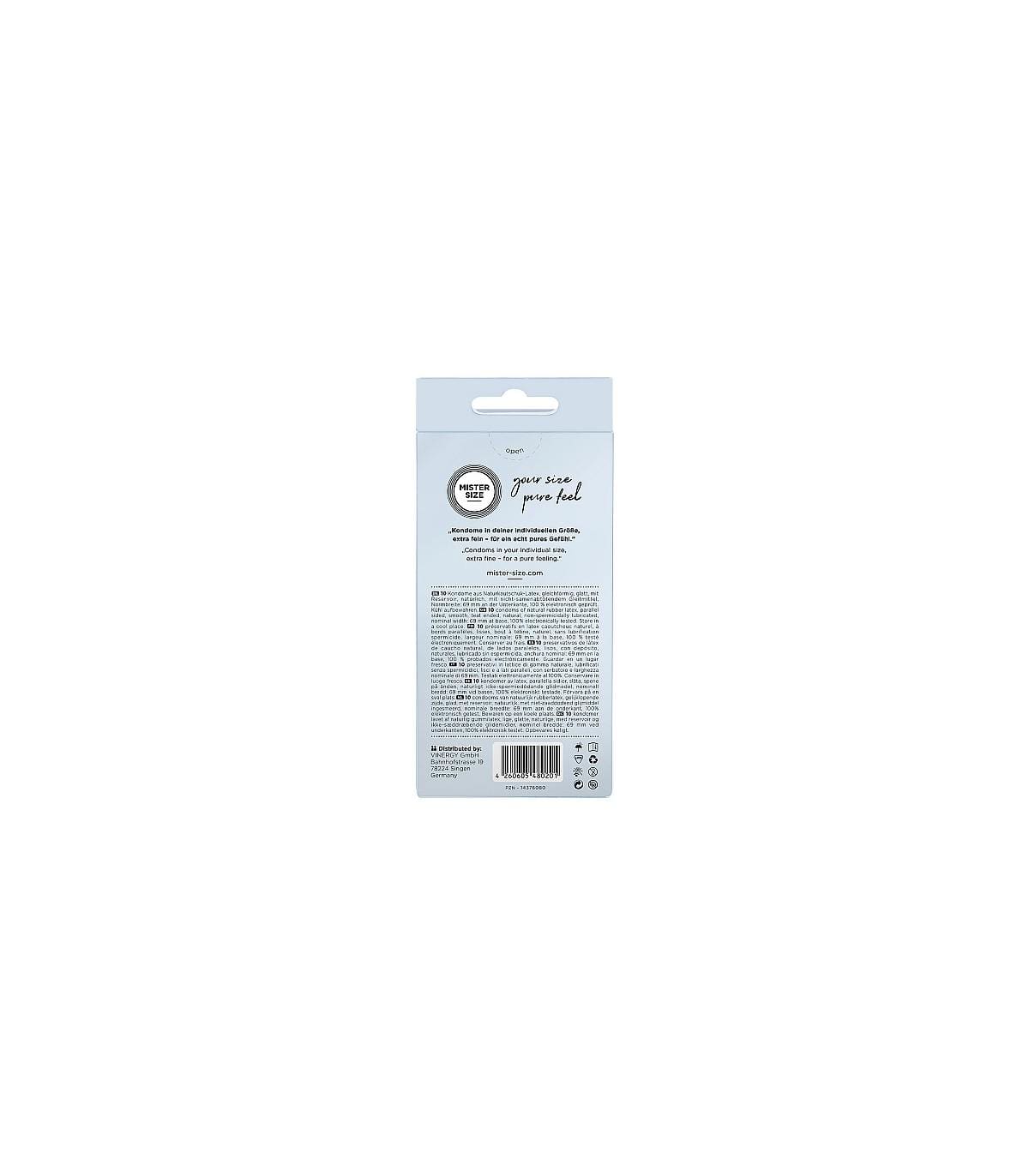 PRESERVATIVOS MISTER SIZE PURE FEEL EXTRA FINO 69 MM 10 UDS - Imagen 2