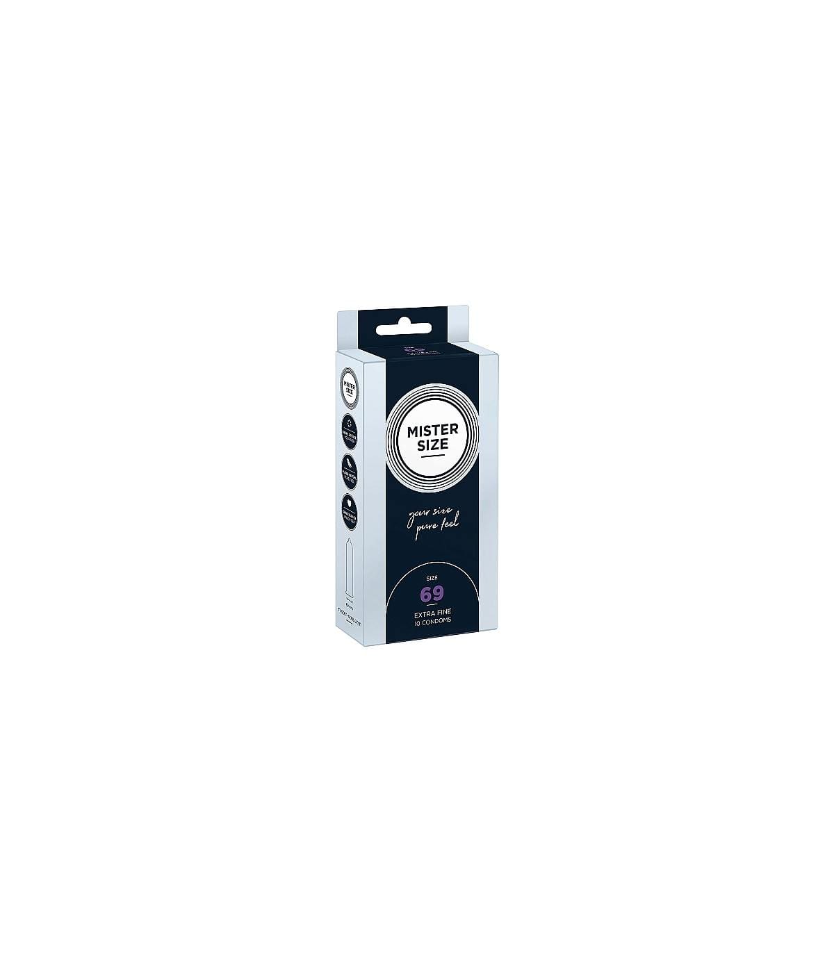 PRESERVATIVOS MISTER SIZE PURE FEEL EXTRA FINO 69 MM 10 UDS