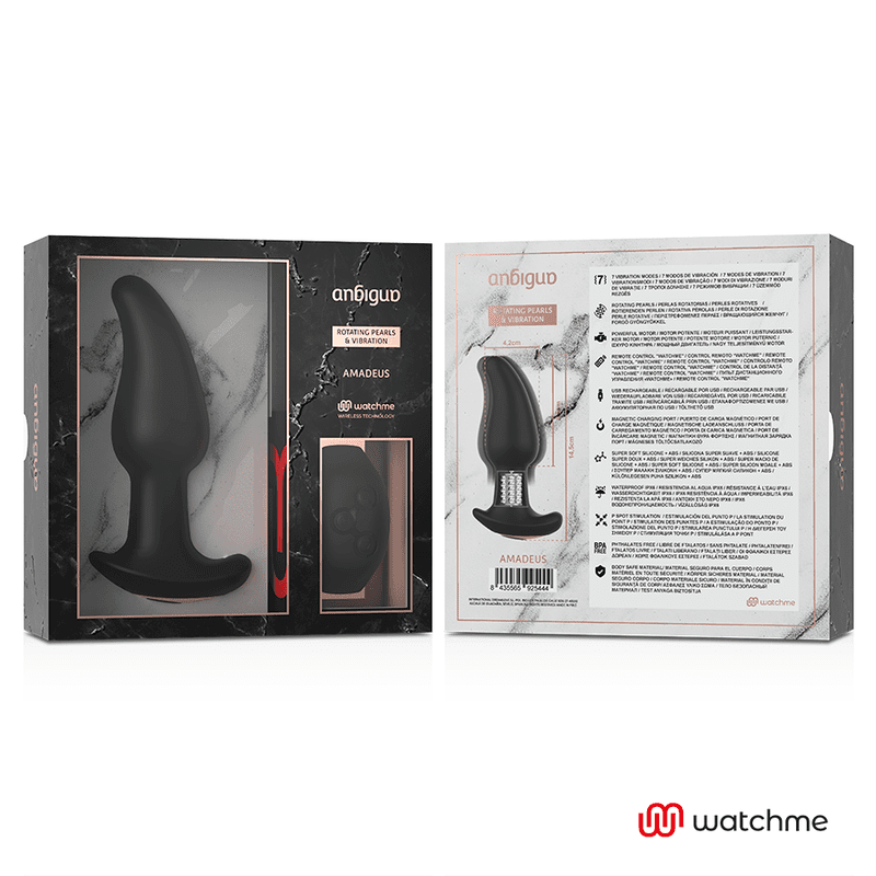 ANBIGUO PLUG ANAL VIBRADOR CON ROTACIÓN DE PERLAS CONTROL REMOTO AMADEUS - Imagen 8