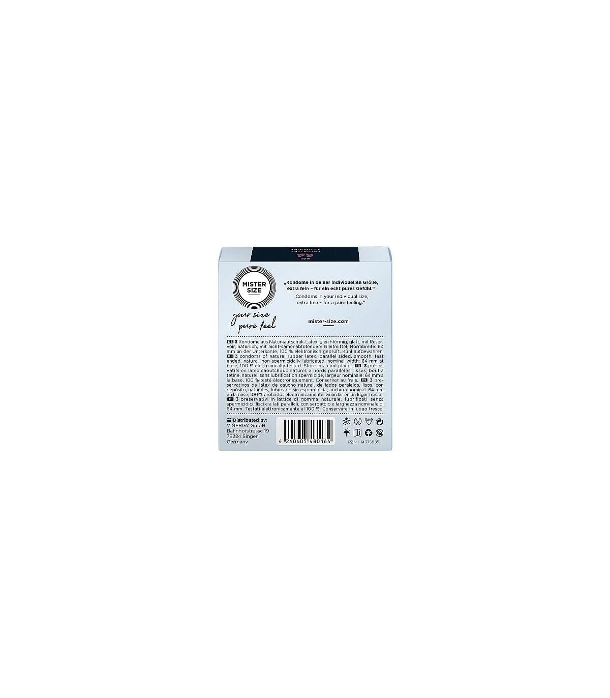 PRESERVATIVOS MISTER SIZE PURE FEEL EXTRA FINO 64 MM 3 UDS - Imagen 3