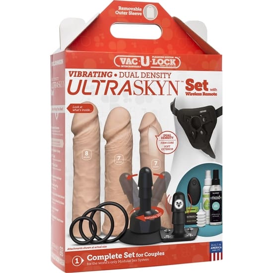 CONJUNTO DE 12 PIEZAS CON VIBRACIÓN Y MANDO DUAL DENSITY ULTRASKYN VAC-U-LOCK DOC JOHNSON - Imagen 5