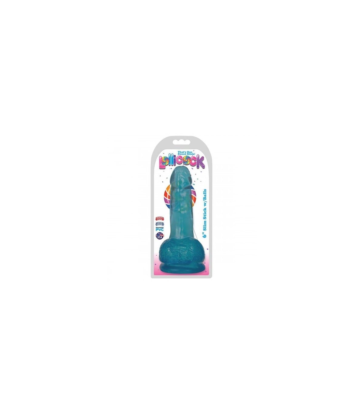 DILDO C/ TESTÍCULOS SLIM STICK BERRY 15"24 CM