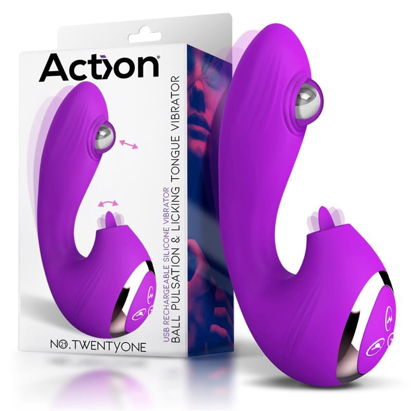 ACTION NO. TWENTYONE VIBRADOR CON BOLA PULSANTE Y LENGUA ESTIMULADORA
