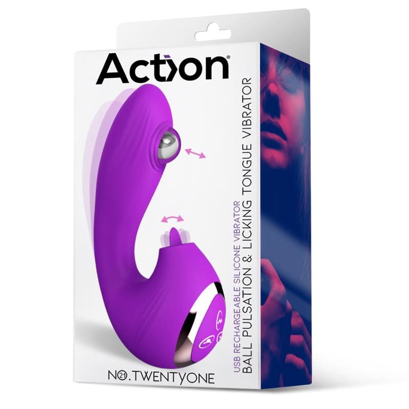 ACTION NO. TWENTYONE VIBRADOR CON BOLA PULSANTE Y LENGUA ESTIMULADORA