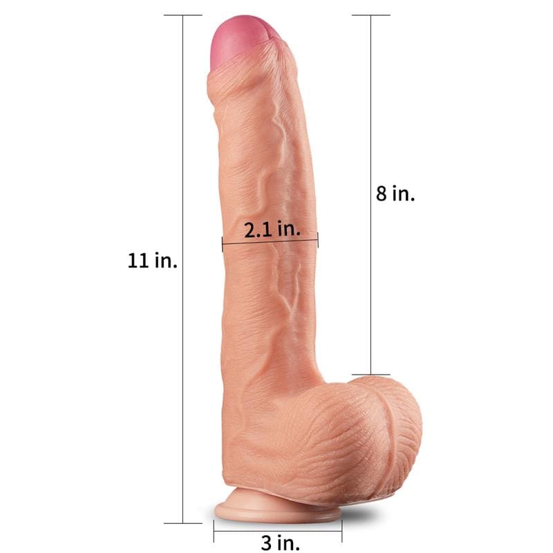 LOVETOY DILDO NATURE 11" DUAL LAYER NATURAL