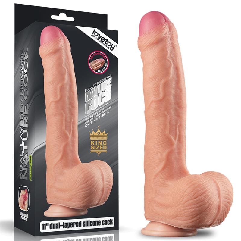 LOVETOY DILDO NATURE 11" DUAL LAYER NATURAL