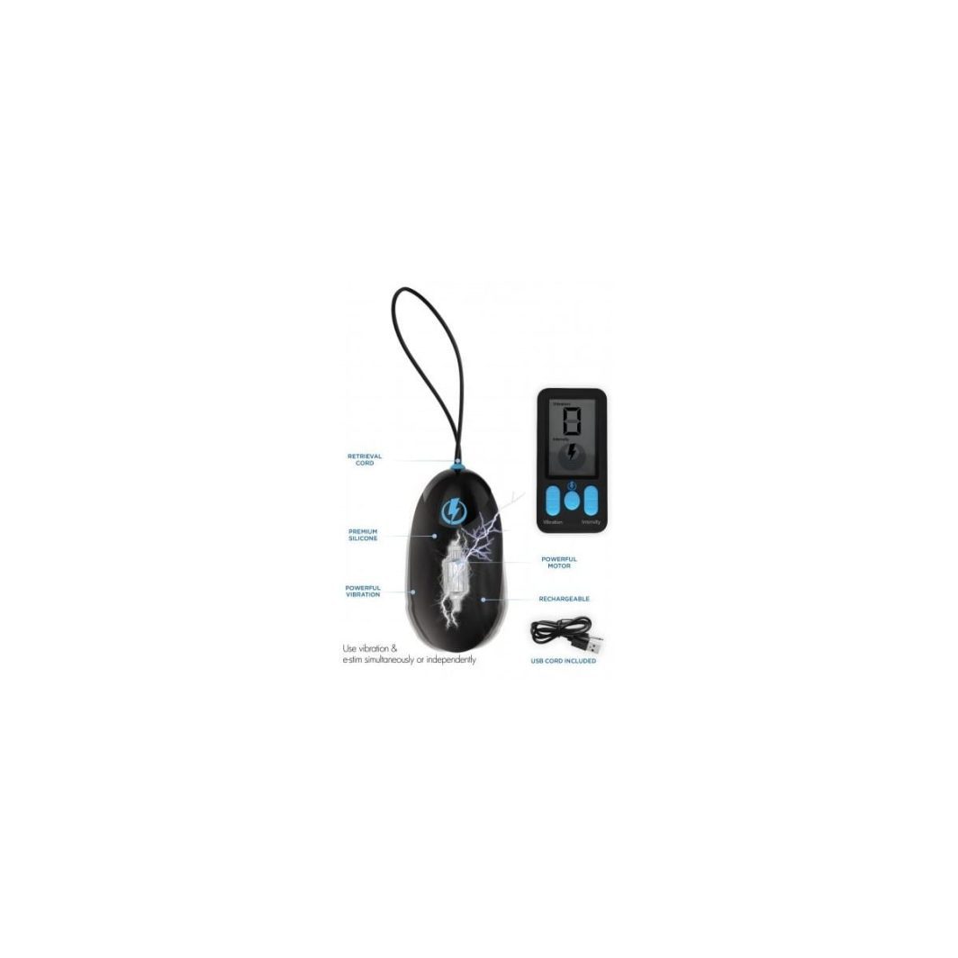 HUEVO VIBRADOR Y E-STIM USB CON MANDO NEGRO