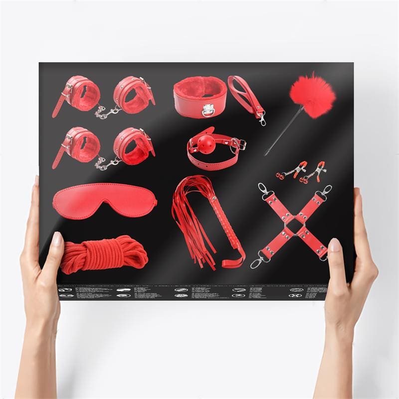 INTOYOU BDSM LINE SET DE BONDAGE 10 PIEZAS ROJO