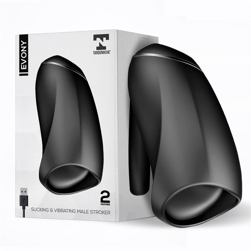 TARDENOCHE EVONY MASTURBADOR MASCULINO SEXO ORAL SUCCIÓN Y VIBRACIÓN 2 MOTORES USB SILICONA
