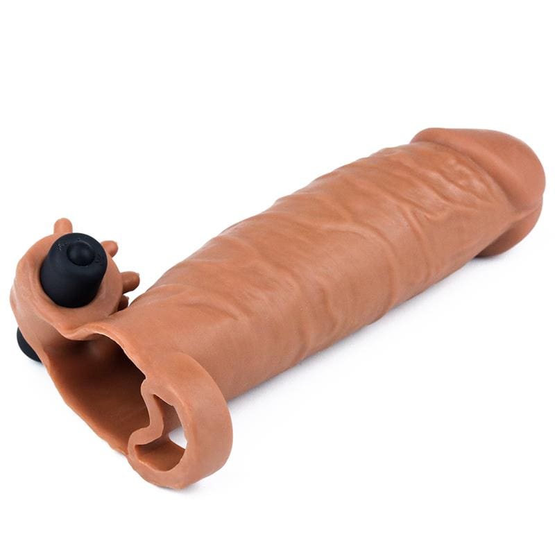 LOVETOY FUNDA PARA EL PENE CON VIBRACIÓN ADD 2" PLEASURE X TENDER MARRÓN