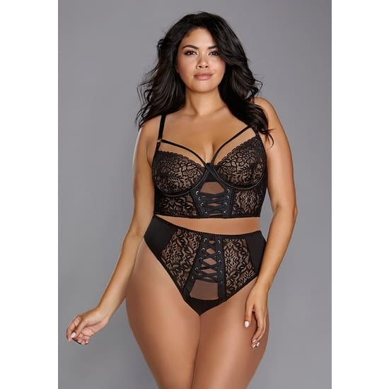 BUSTIER DE MALLA ELÁSTICA Y ENCAJE GALÓN ELÁSTICO - Imagen 6