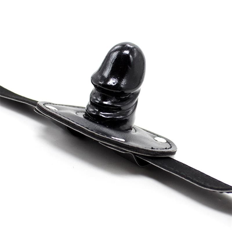 FETISH ADDICT MORDAZA CON CANDADO FORMA DE PENE 5 CM PEQUEÑO NEGRO