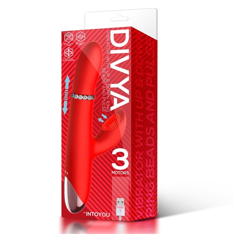 INTOYOU DIVYA VIBRADOR CON ARO DE BOLAS INTERNAS UP AND DOWN Y PULSACIÓN 3 MOTORES INDEPENDIENTES USB