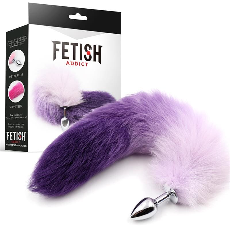 FETISH ADDICT PLUG ANAL CON COLA DE ZORRO PÚRPURA Y BLANCO TALLA S