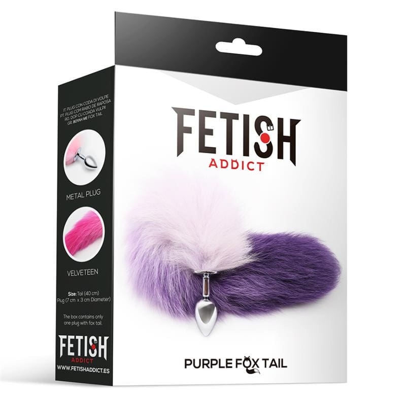 FETISH ADDICT PLUG ANAL CON COLA DE ZORRO PÚRPURA Y BLANCO TALLA S