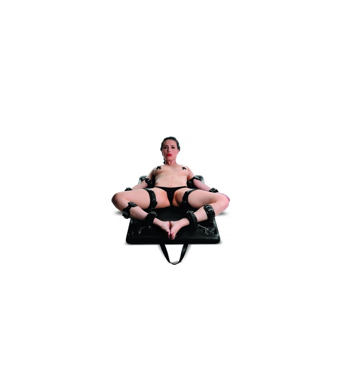 CAMA BONDAGE CON ATADURAS NEGRA