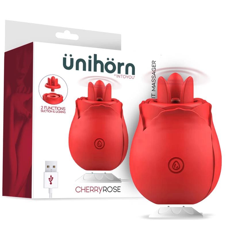 ÜNIHÖRN CHERRYROSE SUCCIONADOR 2 EN 1 CON LENGUAS ESTIMULADORAS BASE MAGNÉTICA USB