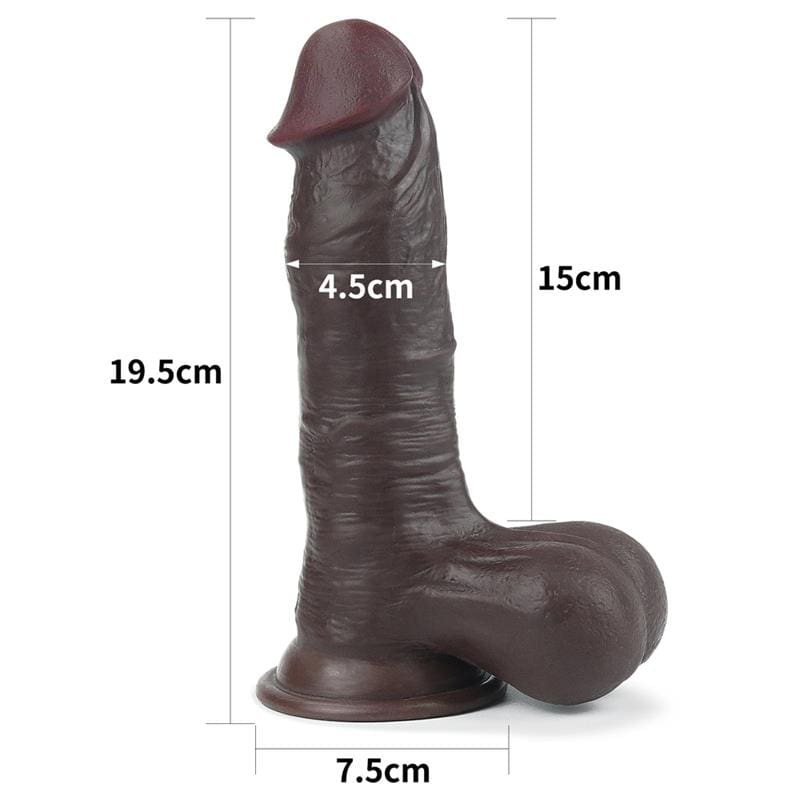 LOVETOY DILDO SLIDING WHOLE TESTICLE 7.8" NEGRO