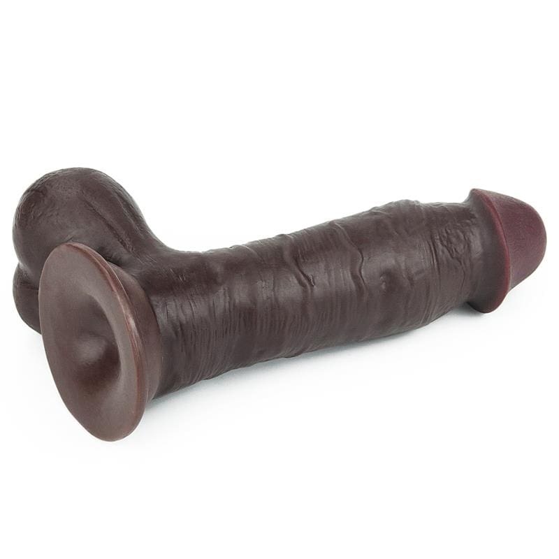 LOVETOY DILDO SLIDING WHOLE TESTICLE 7.8" NEGRO
