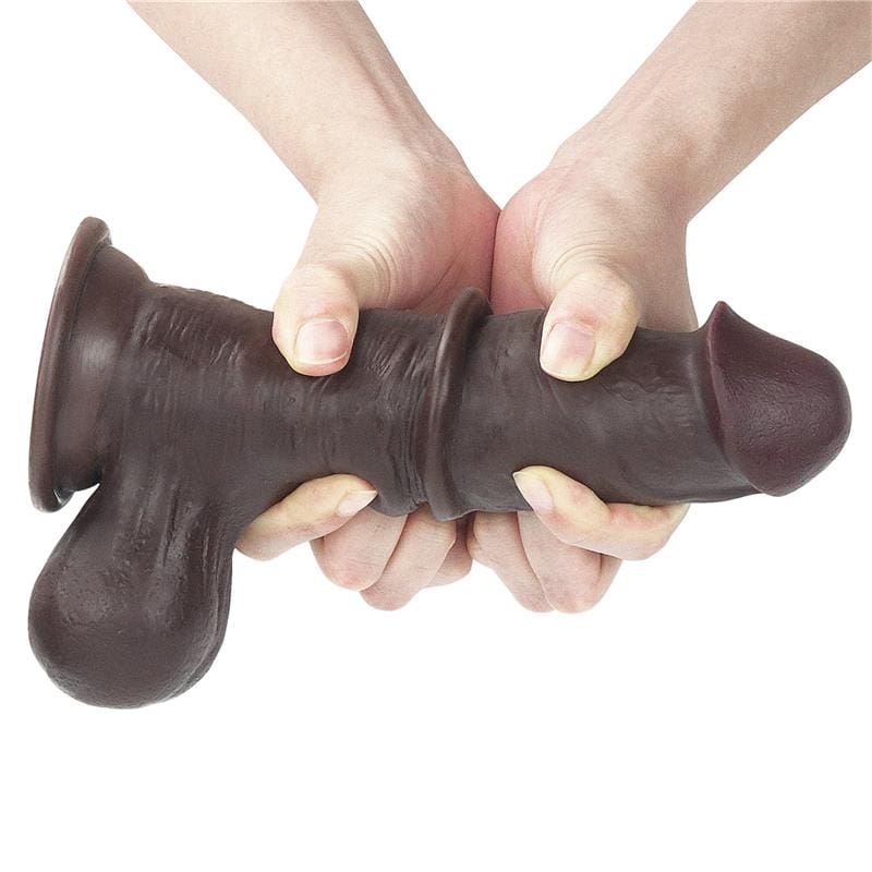 LOVETOY DILDO SLIDING WHOLE TESTICLE 7.8" NEGRO