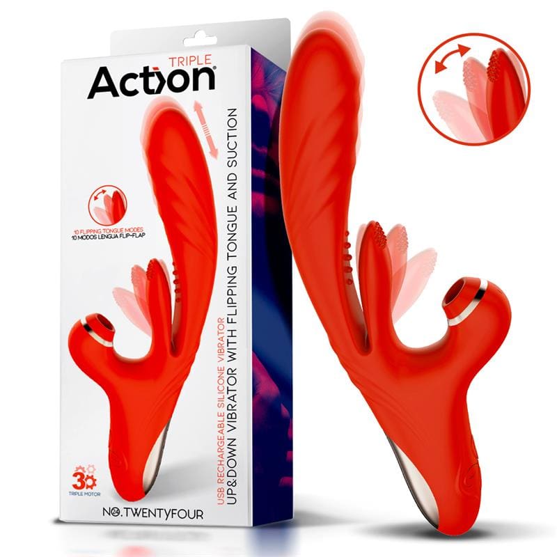 ACTION NO. TWENTYFOUR VIBRADOR UP AND DOWN, LENGUA FLIP-FLAP Y SUCCIÓN