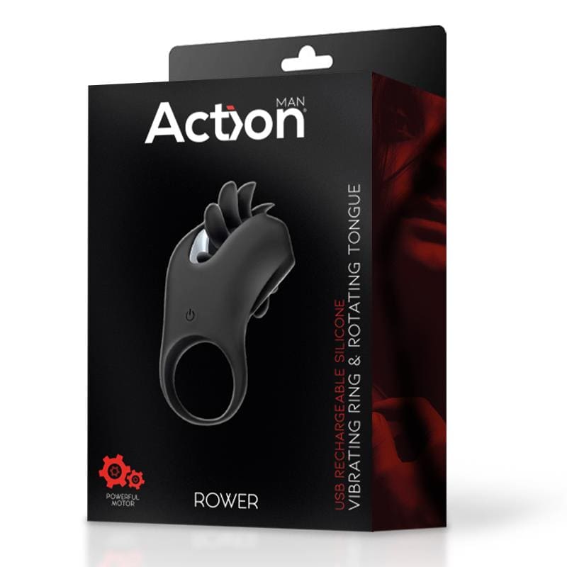 ACTION ROWER ANILLO VIBRADOR CON LENGUA ROTADORA