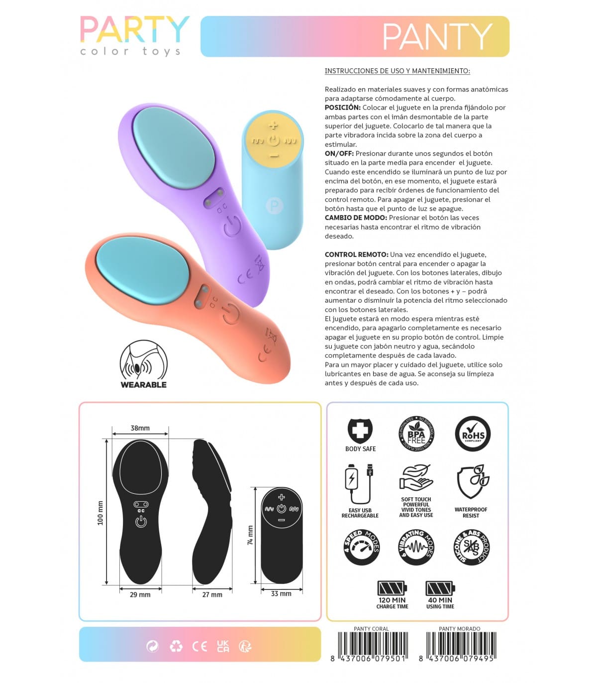 VIBRADOR PANTY CON MANDO USB