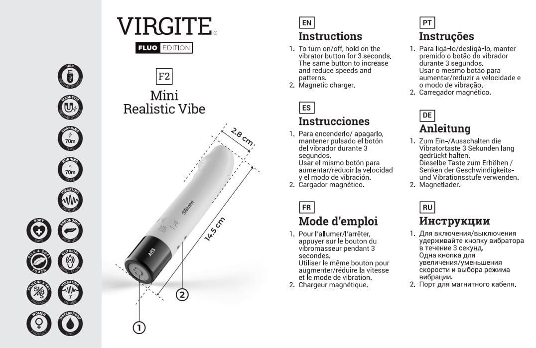 VIBRADOR F2 FLUO SILICONA RECARGABLE