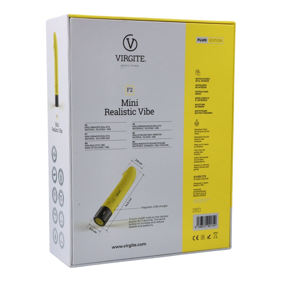 VIBRADOR F2 FLUO SILICONA RECARGABLE