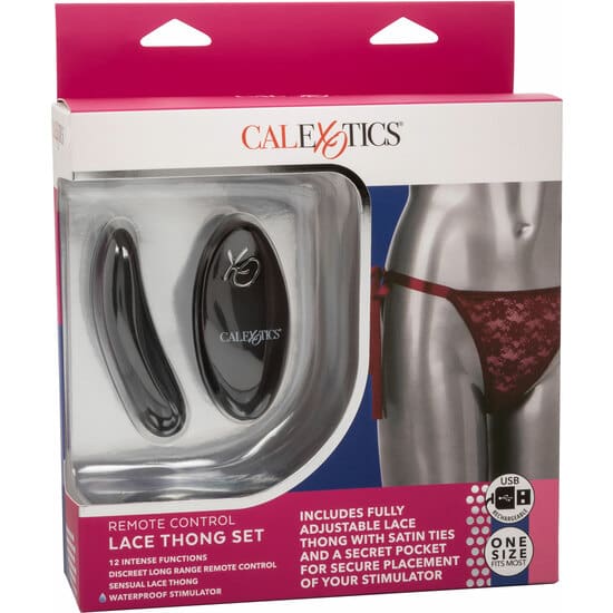CONJUNTO DE TANGA DE ENCAJE CON MANDO A DISTANCIA