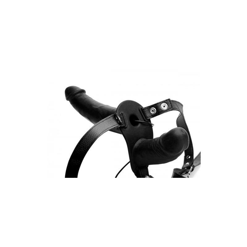 STRAP U POWER PEGGER VIBRADOPR DOBLE CON ARNÉS NEGRO