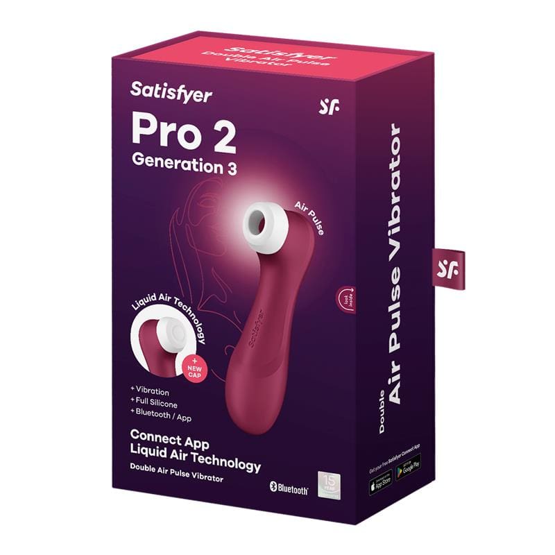 SATISFYER PRO 2 GEN 3 LIQUID AIR TECHNOLOGY SUCCIÓN Y VIBRACIÓN APP CONNECT WINE RED