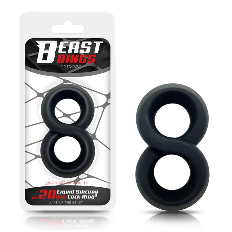 BEAST RINGS ANILLO DOBLE PARA EL PENE 100% SILICONA LÍQUIDA 2 CM NEGRO