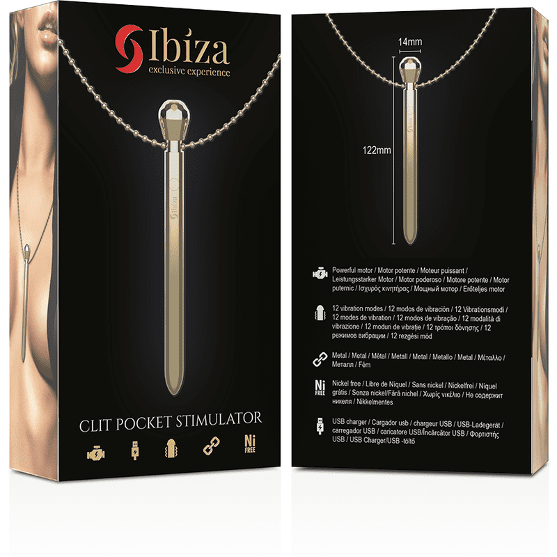 IBIZA - DISCRETO ESTIMULADOR DIAMOND (COLLAR) RECARGABLE 12 MODOS DE VIBRACIÓN DORADO 12,2 X 1,4