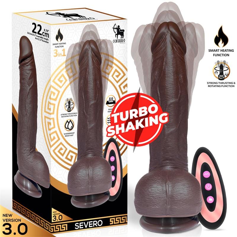 CENTAURO SEVERO DILDO REALISTA TURBO SHAKING THRUSTING, ROTACIÓN 360º CONTROL REMOTO EFECTO CALOR
