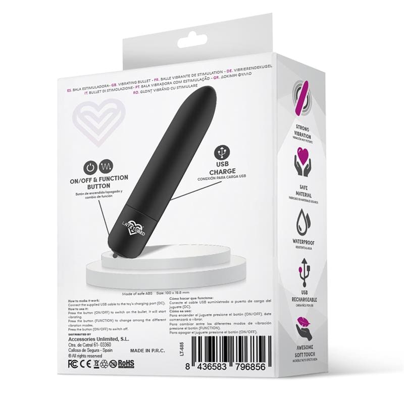 LATETOBED SHOTY BALA VIBRADORA USB 10 VELOCIDADES POTENTE MOTOR NEGRO