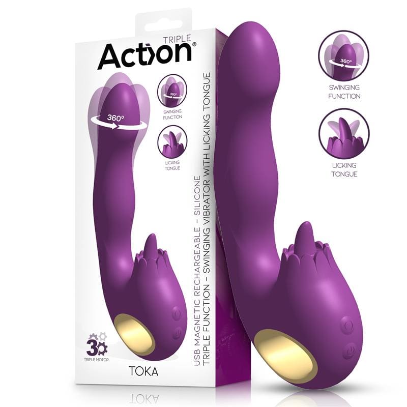 ACTION Toka Vibrador con Oscilación 360º y Lengua Estimuladora