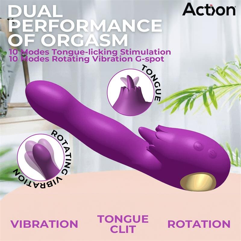 ACTION Toka Vibrador con Oscilación 360º y Lengua Estimuladora y lubricante base agua ml - Imagen 5