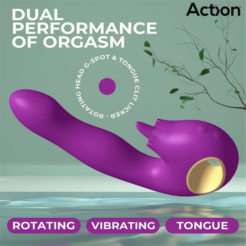 ACTION Toka Vibrador con Oscilación 360º y Lengua Estimuladora y lubricante base agua ml - Imagen 4