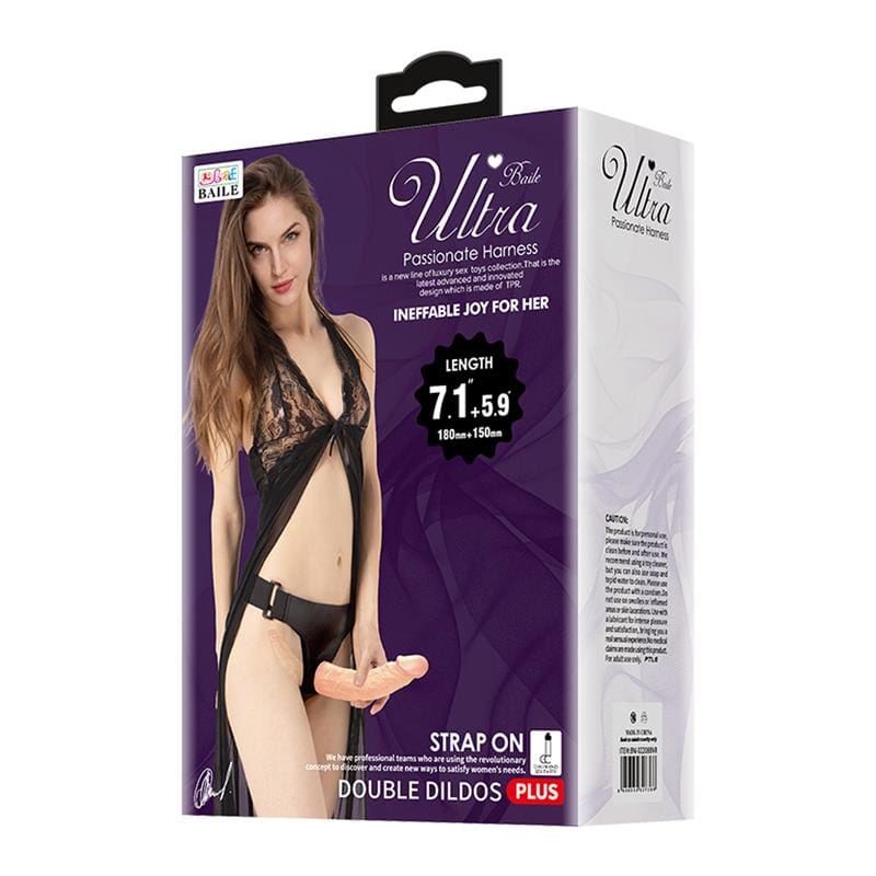 PRETTYLOVE Arnés con Dildo Doble 7.1" + 5.9"