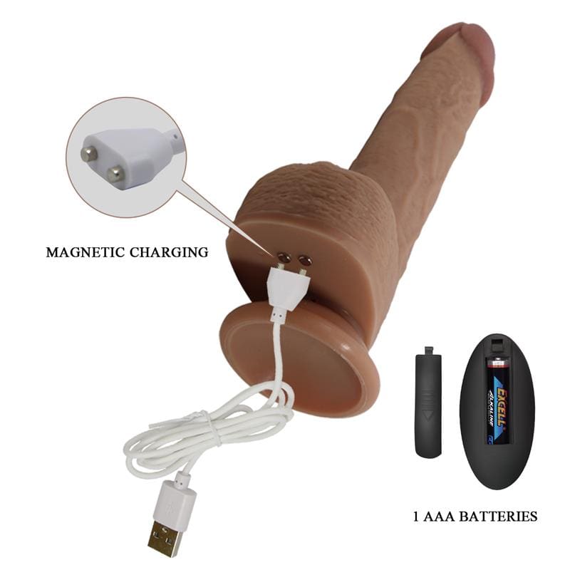 PRETTYLOVE Tommy Dildo Realista con Vibración y Thrusting con Contorl Remoto