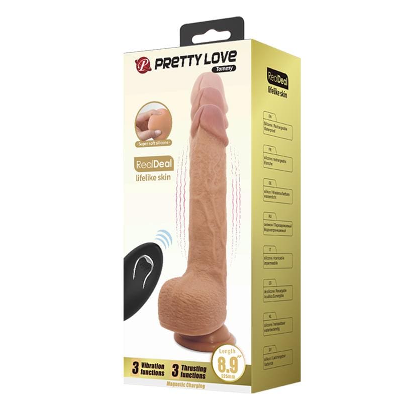 PRETTYLOVE Tommy Dildo Realista con Vibración y Thrusting con Contorl Remoto