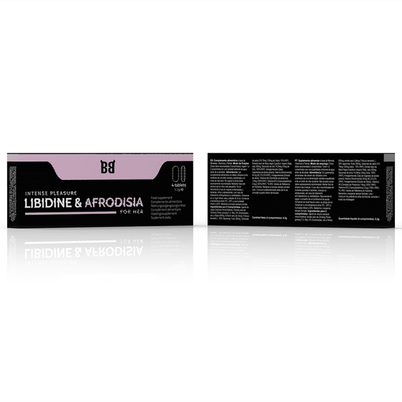 BLACK BULL LIBIDINE & AFRODISIA PLACER INTENSO PARA MUJER 4 CÁPSULAS