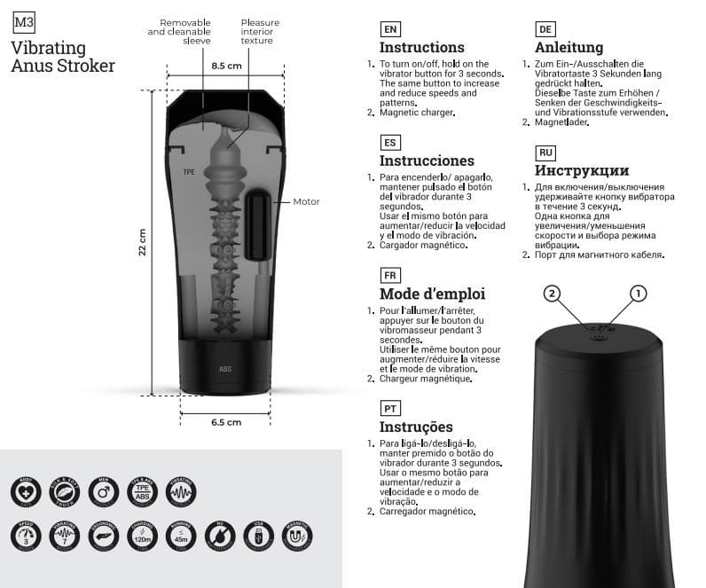 MASTURBADOR M3 VIBRADOR ANO USB FLESH