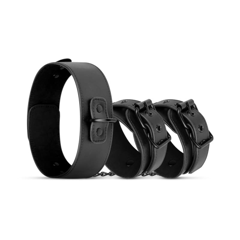 Set de Collar y esposas de muñeca Negro